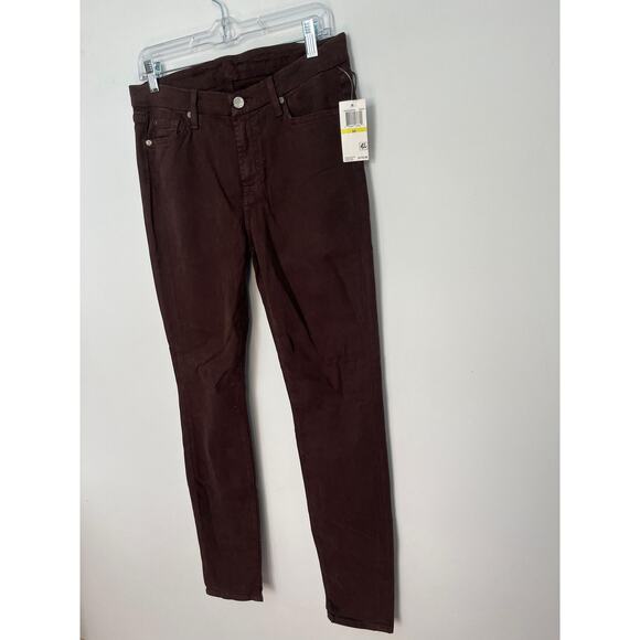 7 For All Mankind Skinny Pants Women 30 Dark Brown Velvet Stretch NWT - Picture 7 of 10